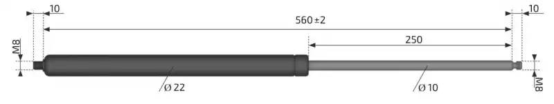 Plynová vzpěra AL-KO  560mm,  600N, M8-M8, 10/22 Objednat Nyní