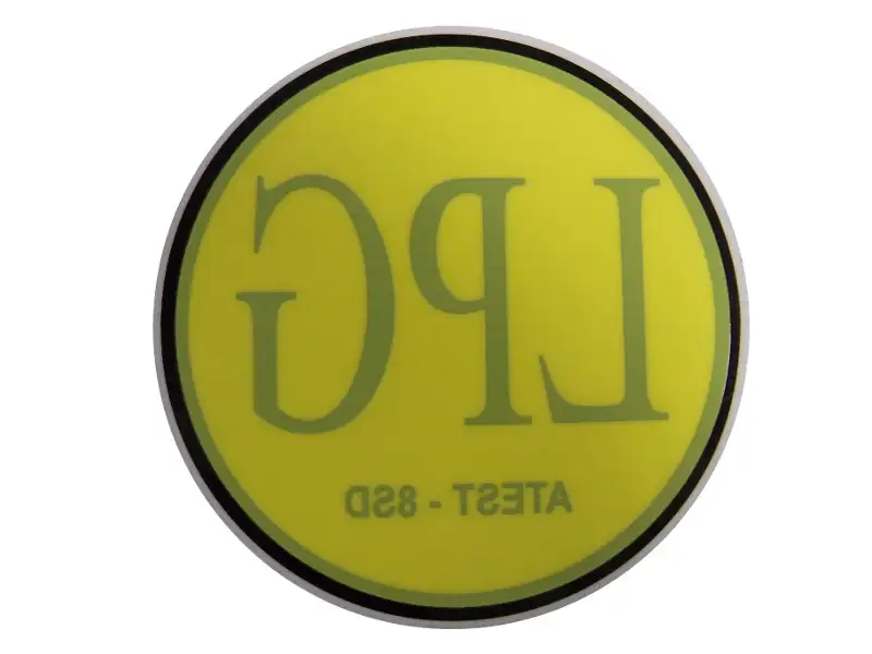 Cenově Výhodný Značení LPG (ATEST-8SD) - samolepka vnitřní na sklo, prům. 71mm