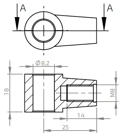 Oko k plynové vzpěře BM, pr. 8,2x18mm, c=25mm, pro závit M8, zamak Must-Have