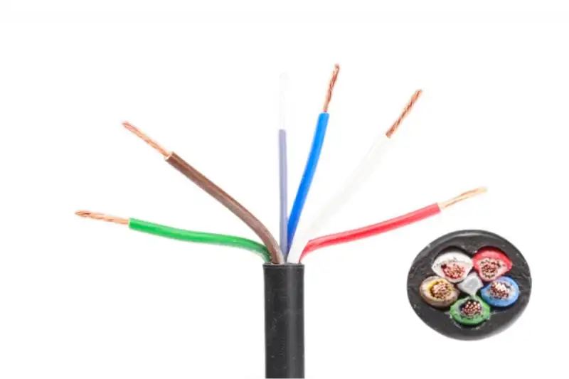 Zlevněný Kabel 5x0,75, hnědá/ bílá/ červená/ zelená/ modrá, metráž