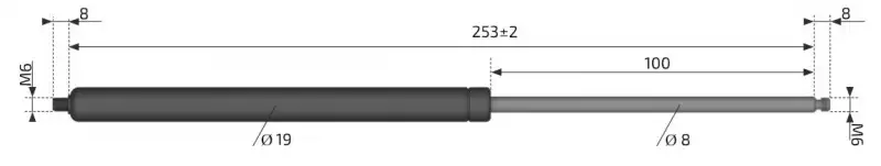 Plynová vzpěra AL-KO 253mm, 250N, M6-M6, 8/19 Nejprodávanější