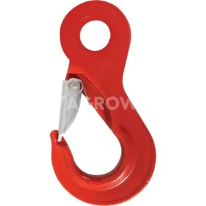Hák s pojistkou a okem pro řetězy 10 mm, G80 - červený Doprava Zdarma