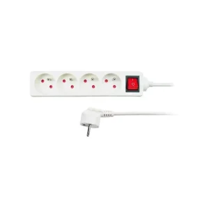 Prodlužovací přívod 4 zásuvky, bílý, vypínač - 5m Must-Have