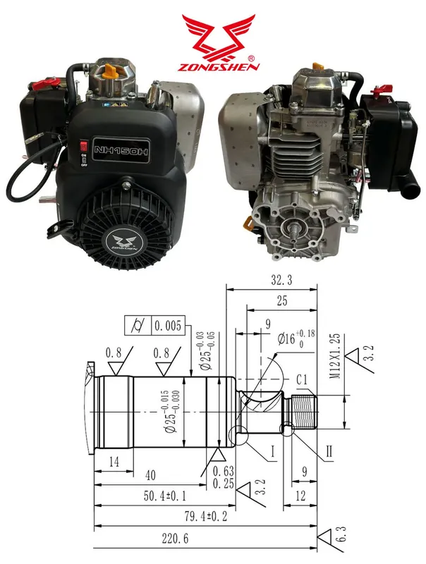 Dokud Zásoby Vydrží Motor Zongshen NH150H, 149cc, 4,0 HP pro vibrační pěchy