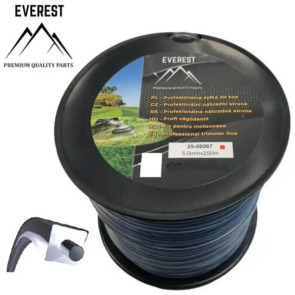 Struna sekací čtvercová DUAL POWER LINE 3,0 mm 250 m Přímo Od Výrobce