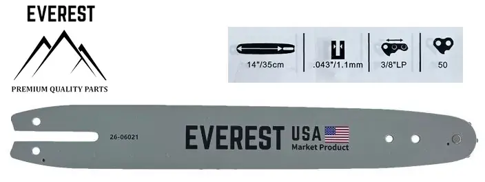 Originální Vodící lišta 35cm 3/8" LP 1,1mm / 50 čl. 144MLEA074 EVEREST - Made in USA