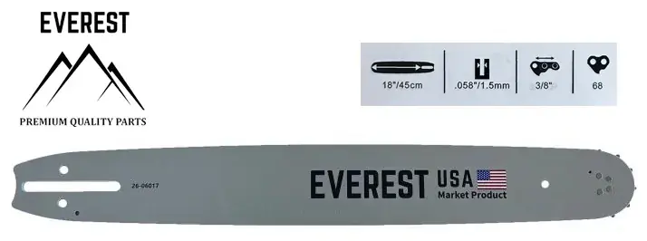 Vodící lišta 45 cm, 3/8" 1,5 mm - 68 článků EVEREST - Made in USA Zlevněný