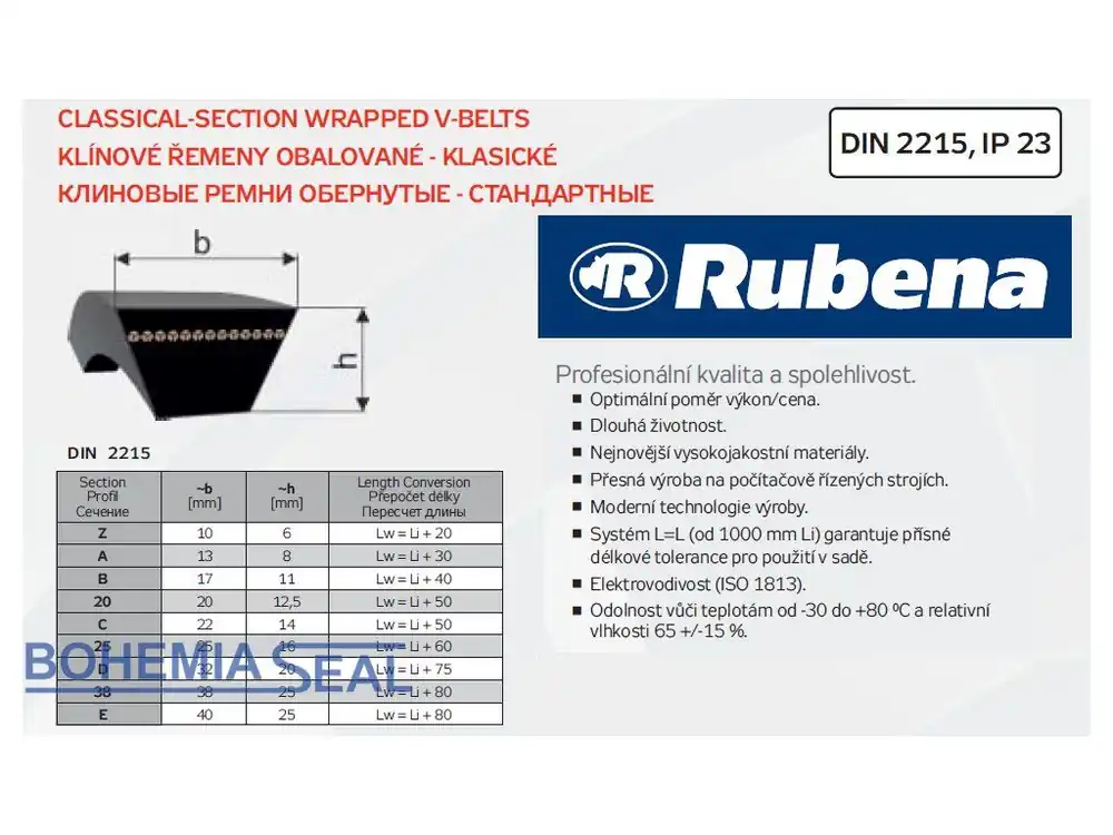 Nejprodávanější Klínový řemen C 22 x 3900 Li, 3958 Lw, Rubena