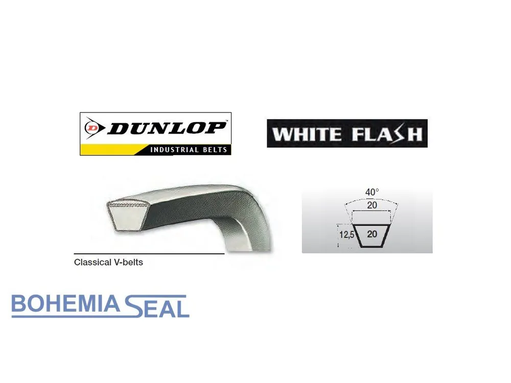 Výprodej Klínový řemen BC 20 x 2050 Li, 2100 Lw, Dunlop White Flash