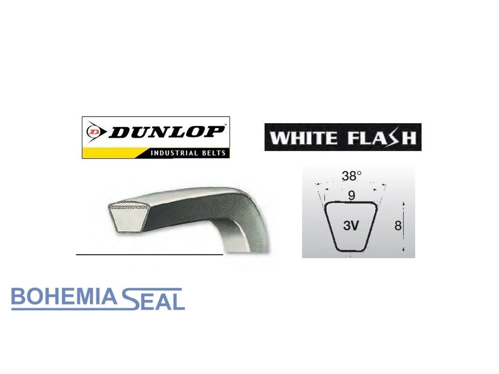 Klínový řemen 3V 475 / 9N x 1206 La, Dunlop White Flash Nejprodávanější