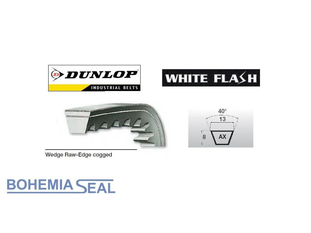 Klínový řemen (AX 90) AX 13 x 2286 Li, 2316 Lw, Dunlop White Flash Nejlepší Cena