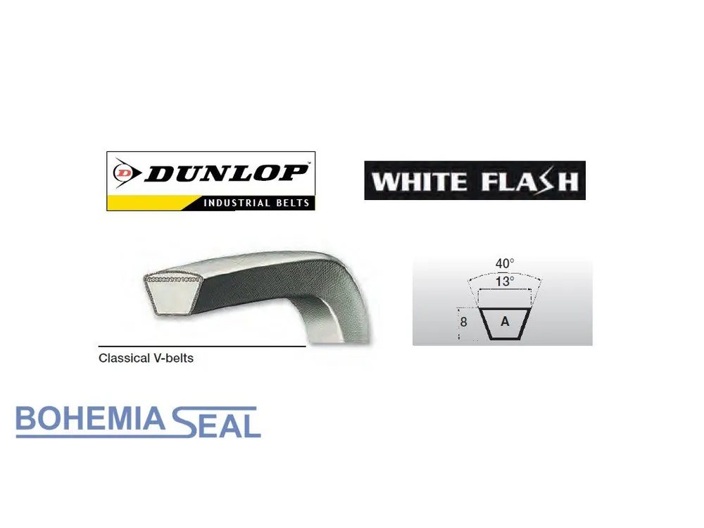Cenový Hit Klínový řemen (A 46) A 13 x 1170 Li, 1200 Lw, Dunlop White Flash